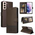 For Samsung Galaxy S21+ 5G GQUTROBE Skin Feel Magnetic Leather Phone Case(Brown) - 1