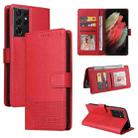 For Samsung Galaxy S21 Ultra 5G GQUTROBE Skin Feel Magnetic Leather Phone Case(Red) - 1