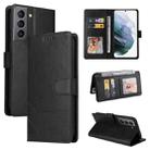 For Samsung Galaxy S21 FE 5G GQUTROBE Skin Feel Magnetic Leather Phone Case(Black) - 1