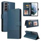 For Samsung Galaxy S21 FE 5G GQUTROBE Skin Feel Magnetic Leather Phone Case(Blue) - 1