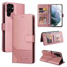For Samsung Galaxy S22 Ultra 5G GQUTROBE Skin Feel Magnetic Leather Phone Case(Rose Gold) - 1