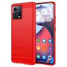 For Motorola Moto S30 Pro Brushed Texture Carbon Fiber TPU Phone Case(Red) - 1