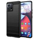 For Motorola Moto S30 Pro Brushed Texture Carbon Fiber TPU Phone Case(Black) - 1