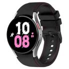 For Samsung Galaxy Watch5 / Watch5 Pro /  Watch4 Leather Texture Silicone Watch Band(Black+Red) - 1