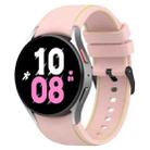 For Samsung Galaxy Watch5 / Watch5 Pro /  Watch4 Leather Texture Silicone Watch Band(Light Pink + Green) - 1