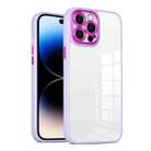 For iPhone 14 Pro Max Cat-eye Electroplating TPU + Acrylic Phone Case For iPhone 14 Pro(Purple) - 1