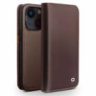 For iPhone 14 QIALINO Business Horizontal Flip PU Phone Case (Brown) - 1