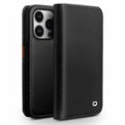 For iPhone 14 Pro QIALINO Business Horizontal Flip PU Phone Case(Black) - 1