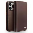 For iPhone 14 Pro QIALINO Business Horizontal Flip PU Phone Case(Brown) - 1