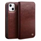 For iPhone 14 QIALINO Horizontal Flip Leather Phone Case (Brown) - 1