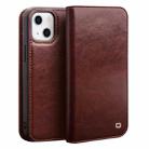 For iPhone 14 Plus QIALINO Horizontal Flip Leather Phone Case (Brown) - 1