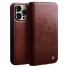 For iPhone 14 Pro QIALINO Horizontal Flip Leather Phone Case(Brown) - 1