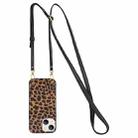 For iPhone 14 Crossbody Lanyard Leather Phone Case (Yellow Leopard Texture) - 1