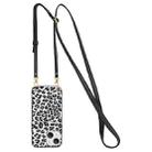 For iPhone 14 Crossbody Lanyard Leather Phone Case (White Leopard Texture) - 1