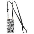 For iPhone 14 Pro Max Crossbody Lanyard Leather Phone Case (White Leopard Texture) - 1