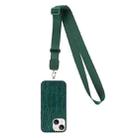 For iPhone 14 Crossbody Lanyard Crocodile Texture Phone Case (Green) - 1