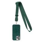 For iPhone 14 Pro Crossbody Lanyard Crocodile Texture Phone Case(Green) - 1