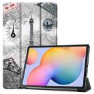 For Samsung Galaxy Tab S6 Lite P610 10.4 inch Colored Drawing Horizontal Flip Leather Case, with Three-folding Holder & Sleep / Wake-up Function(Eiffel Tower) - 1