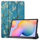 For Samsung Galaxy Tab S6 Lite P610 10.4 inch Colored Drawing Horizontal Flip Leather Case, with Three-folding Holder & Sleep / Wake-up Function(Apricot Flower) - 1