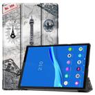 For Lenovo M10 Plus TB-X606F Colored Drawing Horizontal Flip Leather Case, with Three-folding Holder & Sleep / Wake-up Function(Eiffel Tower) - 1
