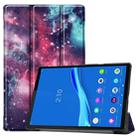 For Lenovo M10 Plus TB-X606F Colored Drawing Horizontal Flip Leather Case, with Three-folding Holder & Sleep / Wake-up Function(Galactic Nebula) - 1