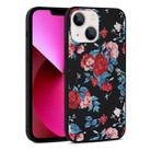 For iPhone 14 Flowers Pattern Leather Phone Case (Black) - 1