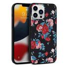 For iPhone 14 Plus Flowers Pattern Leather Phone Case (Black) - 1