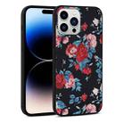 For iPhone 14 Pro Flowers Pattern Leather Phone Case(Black) - 1