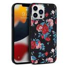 For iPhone 12 Pro Flowers Pattern Leather Phone Case(Black) - 1