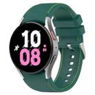 For Samsung Galaxy Watch5 / Watch5 Pro /  Watch4 Universal Leather Texture Silicone Watch Band(Dark Green+Green) - 1
