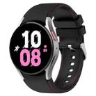 For Samsung Galaxy Watch5 / Watch5 Pro /  Watch4 Universal Leather Texture Silicone Watch Band(Black+Red) - 1