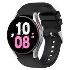 For Samsung Galaxy Watch5 / Watch5 Pro /  Watch4 Universal Leather Texture Silicone Watch Band(Black+Purple) - 1