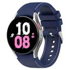 For Samsung Galaxy Watch5 / Watch5 Pro /  Watch4 Universal Leather Texture Silicone Watch Band(Dark Blue+White) - 1