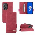 For Asus Zenfone 9 Magnetic Clasp Flip Leather Phone Case(Red) - 1