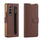 For Samsung Galaxy Z Fold4 GKK Transformers Shockproof Folding Phone Leather Case with Pen Slot & Stand(Brown) - 1