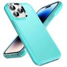 For iPhone 14 Pro Max Double Solid Color Armor Phone Case (Lake Blue) - 1