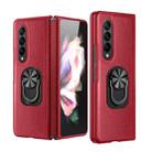 For Samsung Galaxy Z Fold4 GKK Litchi Pattern Foldable Protective Phone Case with Ring Holder(Red) - 1