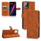 For T-Mobile Revvl 6 Pro 5G Skin Feel Magnetic Flip Leather Phone Case(Brown) - 1