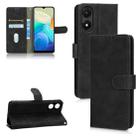 For vivo Y02s Skin Feel Magnetic Flip Leather Phone Case(Black) - 1