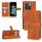 For OnePlus 10T 5G Skin Feel Magnetic Flip Leather Phone Case(Brown) - 1