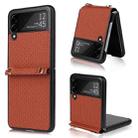 For Samsung Galaxy Z Flip3 5G Straw Mat Texture Lanyard Phone Case(Brown) - 1