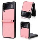 For Samsung Galaxy Z Flip3 5G Straw Mat Texture Lanyard Phone Case(Pink) - 1