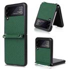 For Samsung Galaxy Z Flip3 5G Straw Mat Texture Lanyard Phone Case(Green) - 1