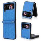 For Samsung Galaxy Z Flip4 5G Straw Mat Texture Lanyard Phone Case(Blue) - 1