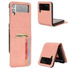 For Samsung Galaxy Z Flip4 5G Skin-feeling Half-split External Card Slot Folding Phone Case(Pink) - 1