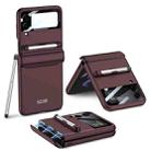 For Samsung Galaxy Z Flip4 GKK Magnetic Full Coverage Phone Flip Case with Pen(Dark Red) - 1