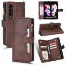 For Samsung Galaxy Z Fold4 5G Litchi Texture Zipper Leather Phone Case(Brown) - 1