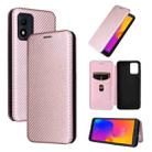 For Alcatel 1B 2022 Carbon Fiber Texture Flip Leather Phone Case(Pink) - 1