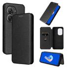 For Asus Zenfone 9 Carbon Fiber Texture Flip Leather Phone Case(Black) - 1