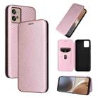 For Motorola Moto G32 Carbon Fiber Texture Flip Leather Phone Case(Pink) - 1